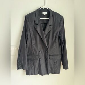 EVEREVE Black Linen Women's Blazer size Large office Work career wear minimalist